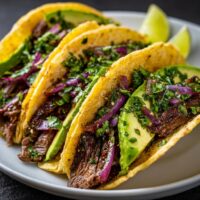 Beef Steak Tacos met Avocado en Ui