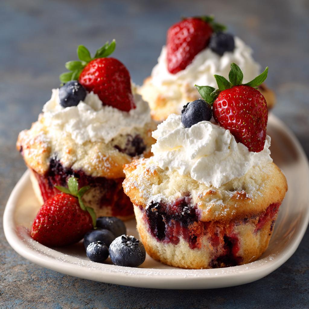 Blauwe Bessen Muffins met Aardbeien en Slagroom - detail 1