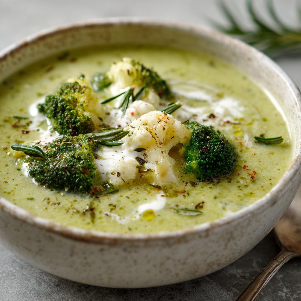 Broccoli-Cauliflower Soep met Rozemarijn