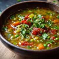 Erwtensoep met tomaten en selderij