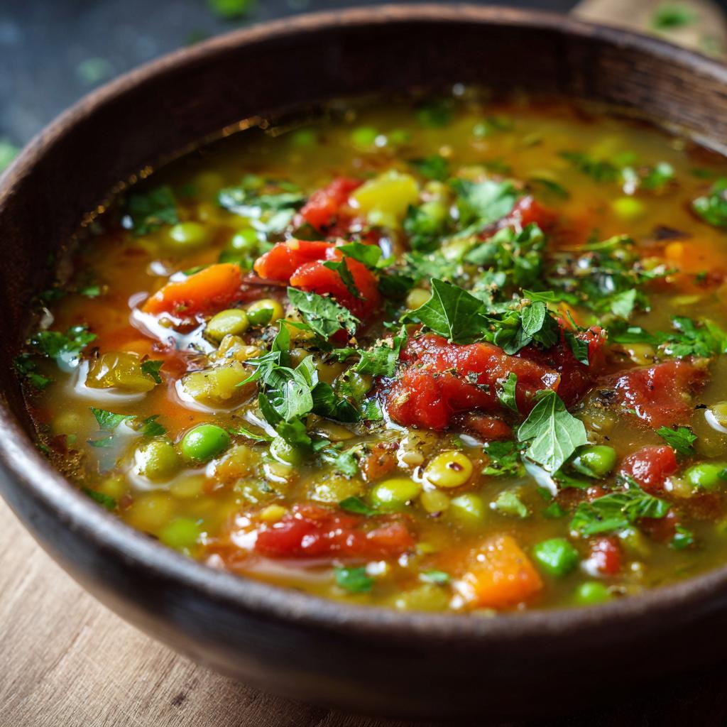 Erwtensoep met tomaten en selderij