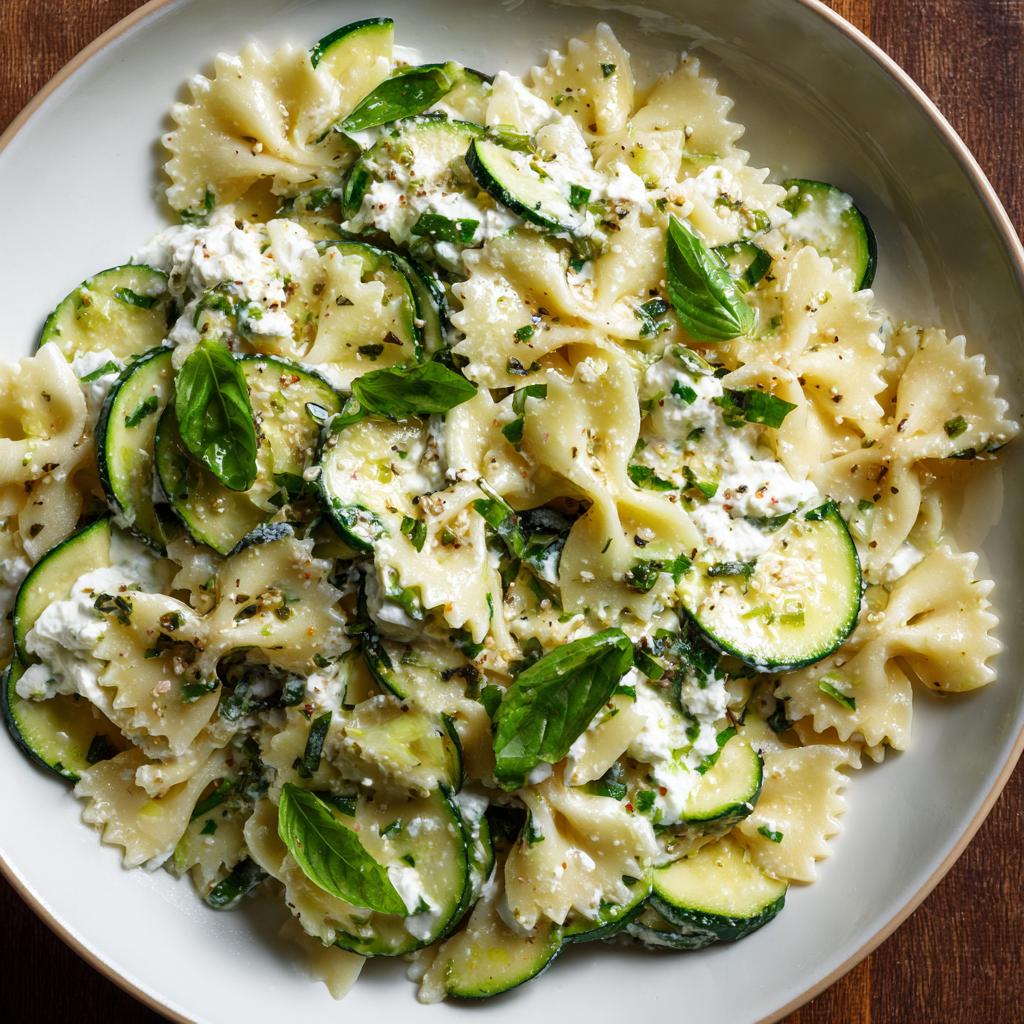 Farfalle met Ricotta, Courgette en Basilicum