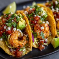 Garnalen Tacos met Avocado, Koriander en Salsa