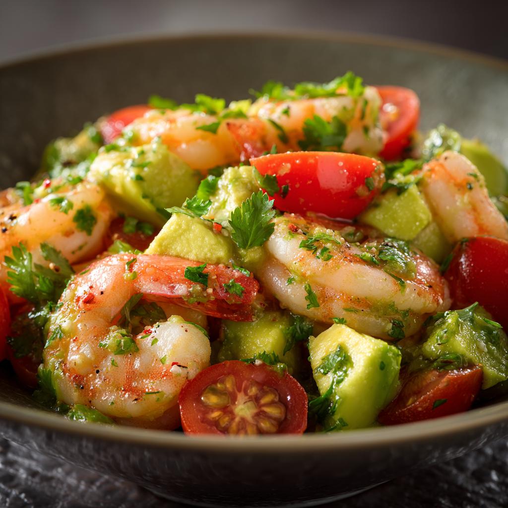 Garnalen met Avocadosalsa en Tomaten