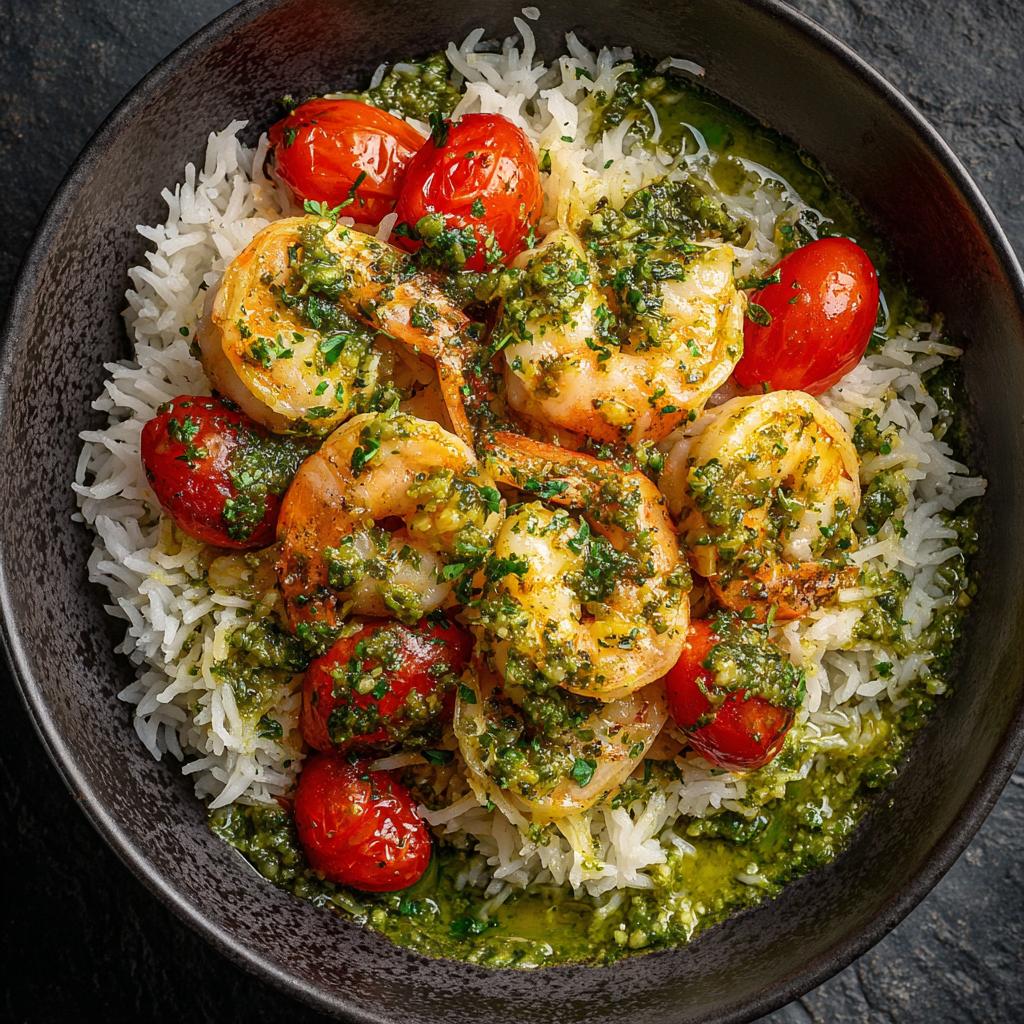 Garnalen met Basmati Rijst en Pesto