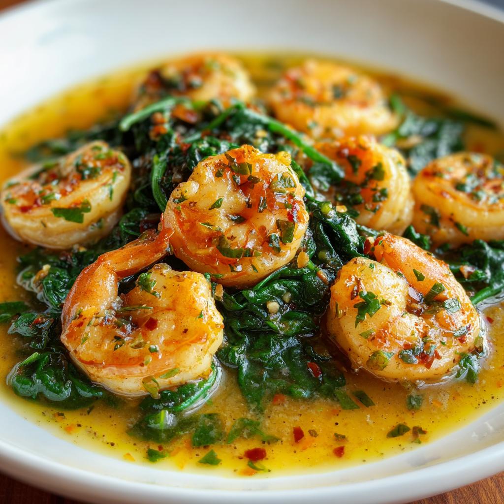 Garnalen met Citroen-knoflooksaus en Spinazie - detail 1