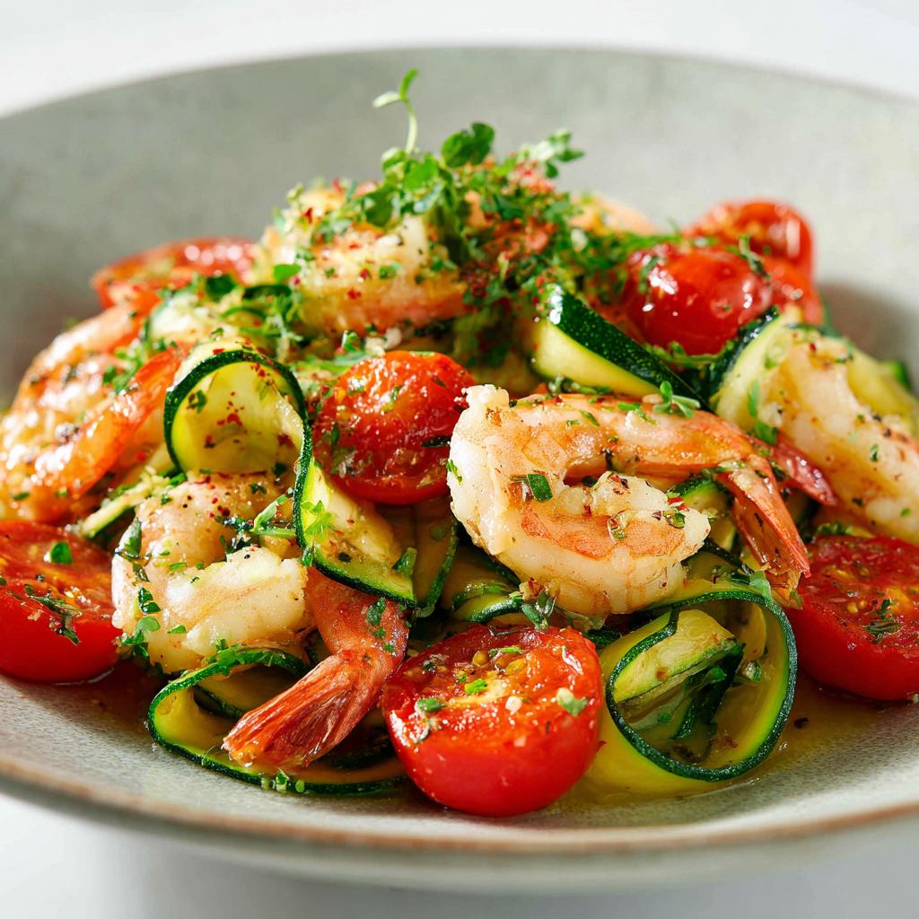 Garnalen met Gegrilde Courgette en Tomaten - detail 1