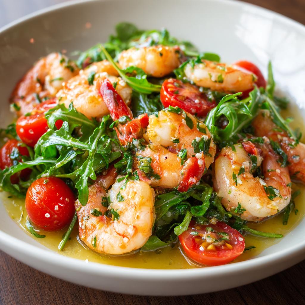 Garnalen met Rucola en Tomaten
