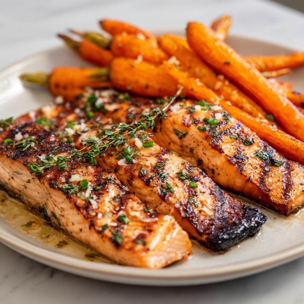Gegrilde Zalm met Geroosterde Wortelen - detail 1