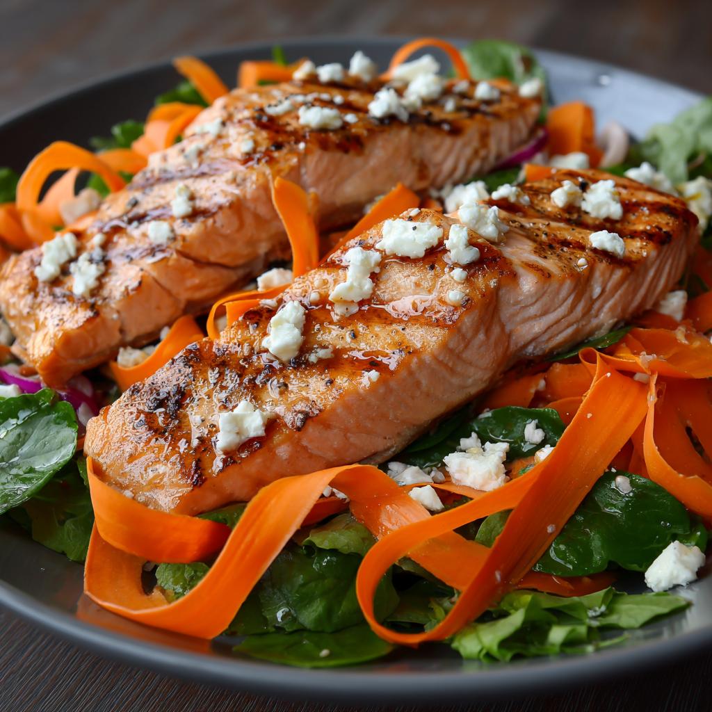Gegrilde Zalm met Wortel en Feta Salade