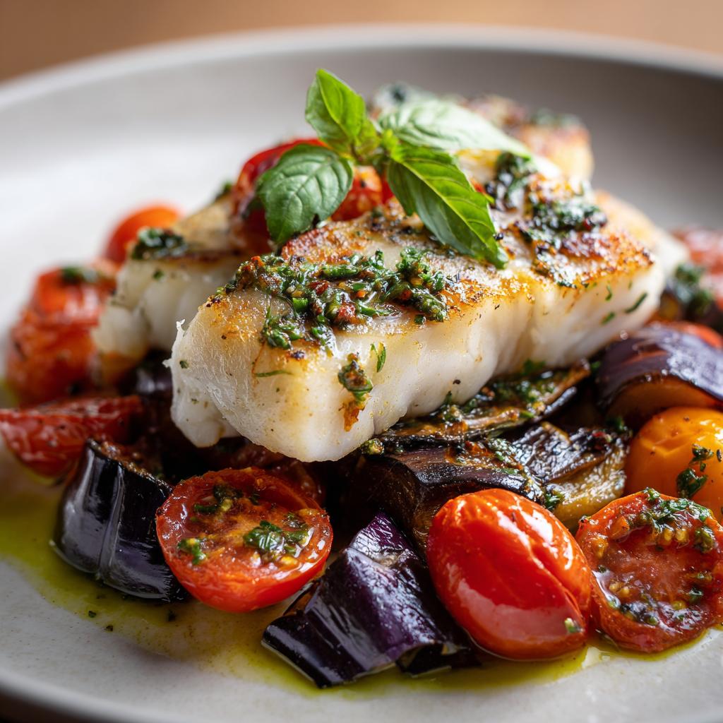 Kabeljauw met Gegrilde Aubergine en Tomaat: Probeer dit nu!