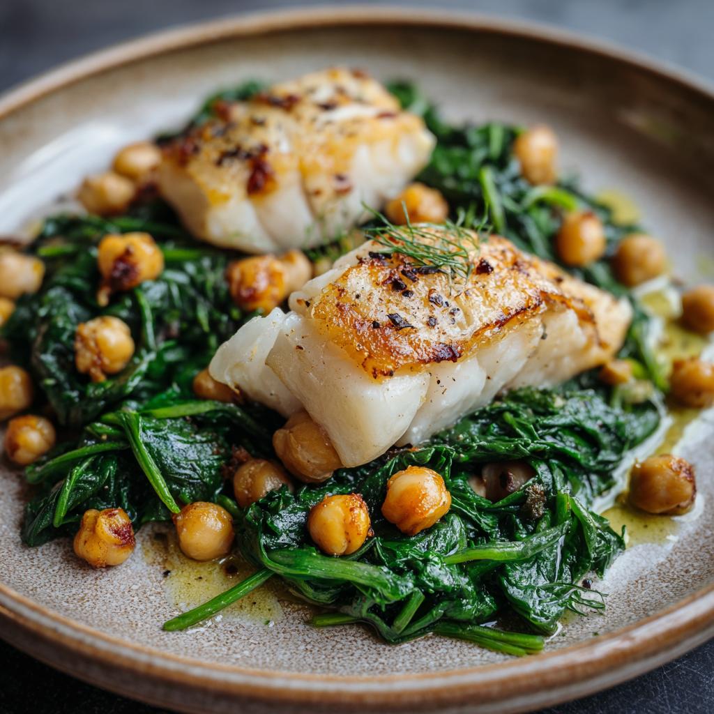 Kabeljauw met Kikkererwten en Spinazie - detail 1