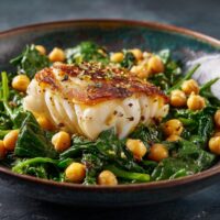 Kabeljauw met Kikkererwten en Spinazie