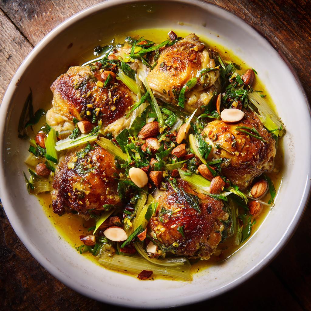 Kip met Amandelen en Prei