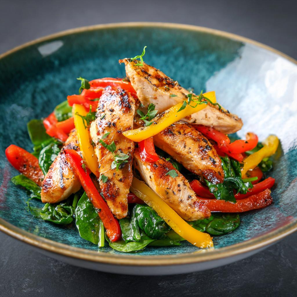 Kip met Gegrilde Paprika en Spinazie