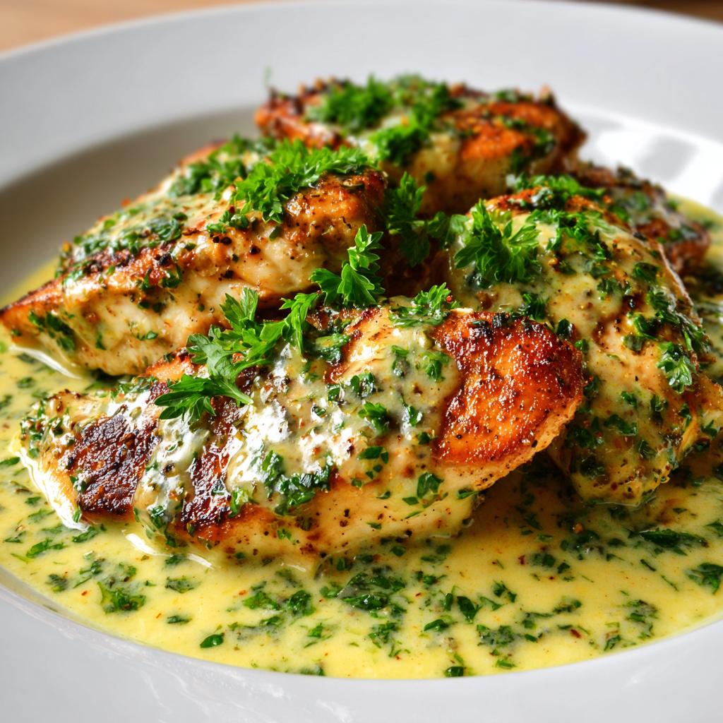 Kip met Knoflook en Peperroomsaus
