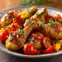 Kipdrumsticks met Geroosterde Paprika en Tomaten