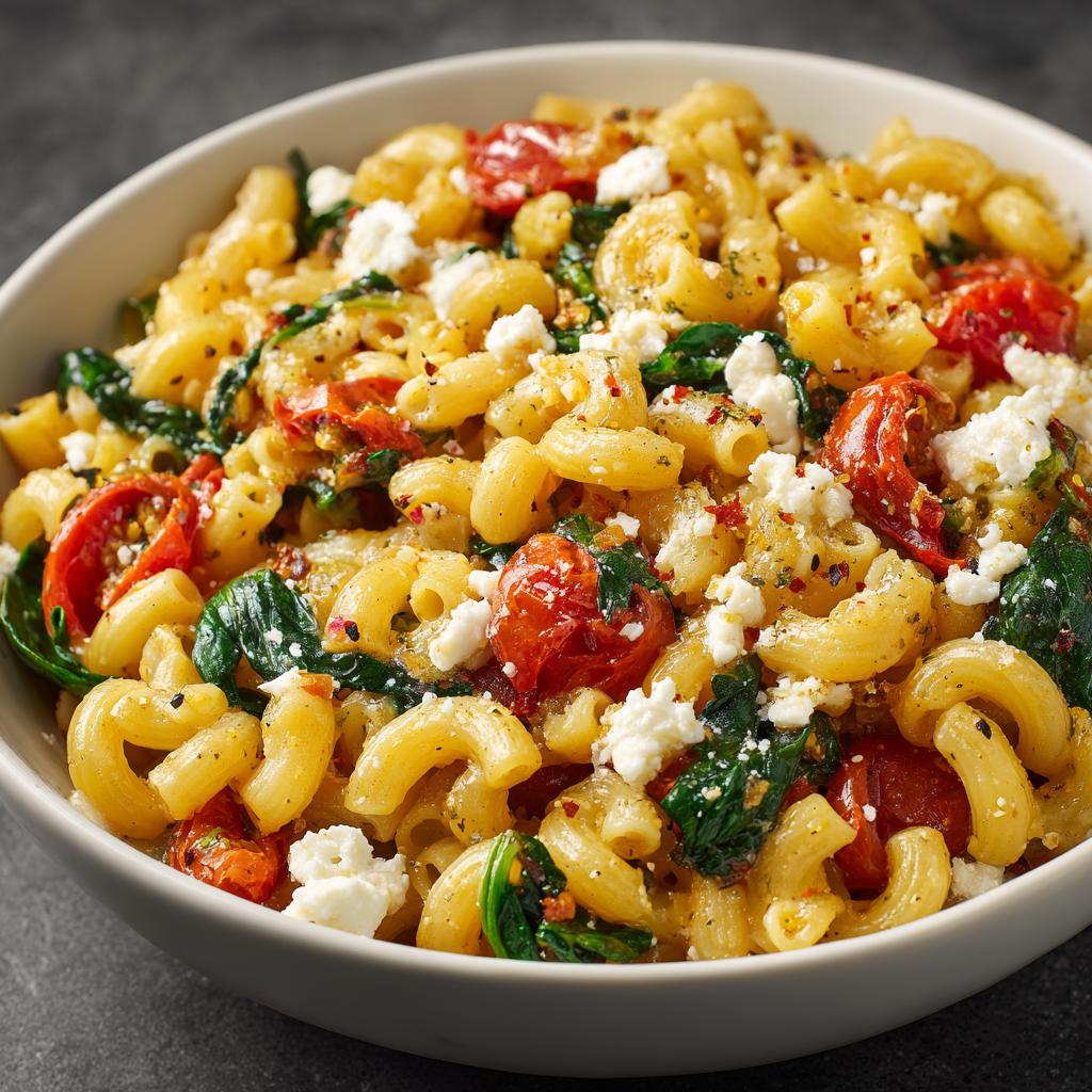 Macaroni met Tomaten, Spinazie en Geitenkaas - detail 1