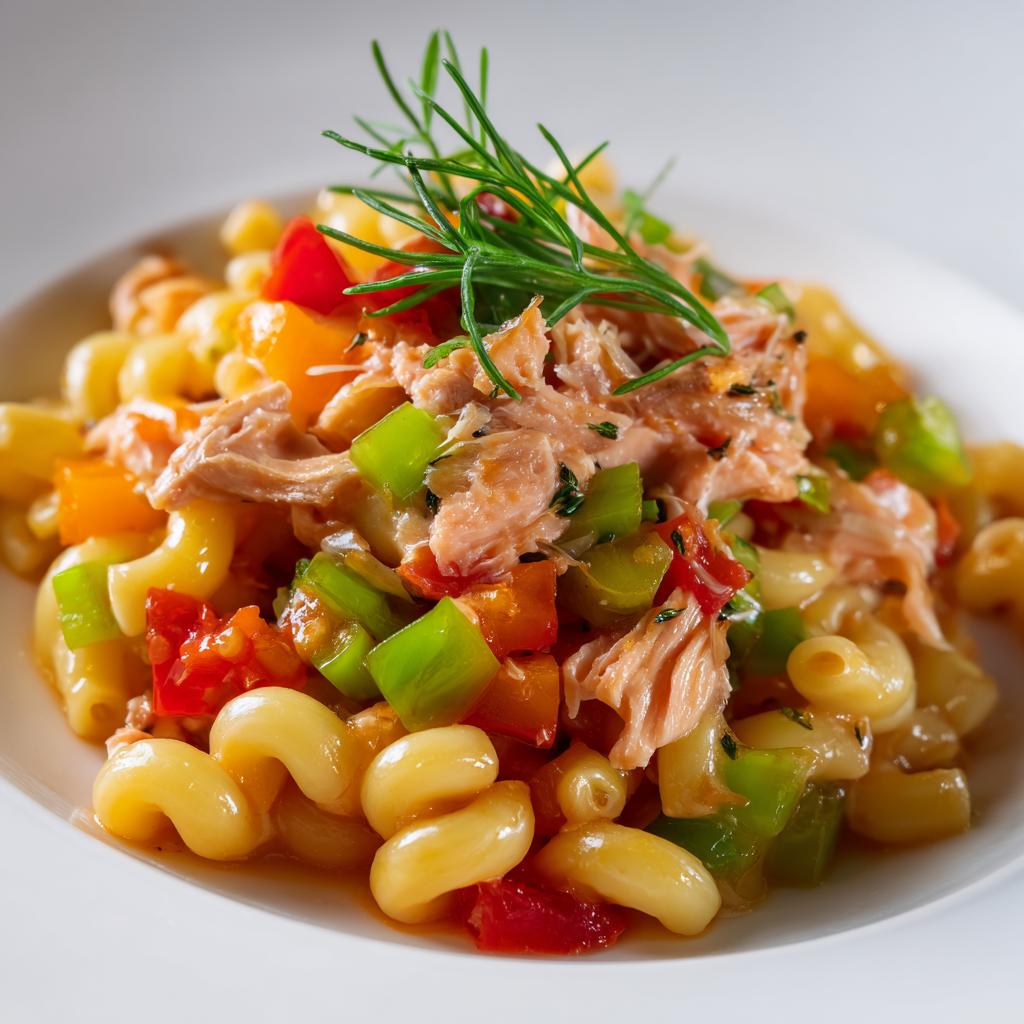 Macaroni met Zalm, Paprika, Prei en Tomaat - detail 1