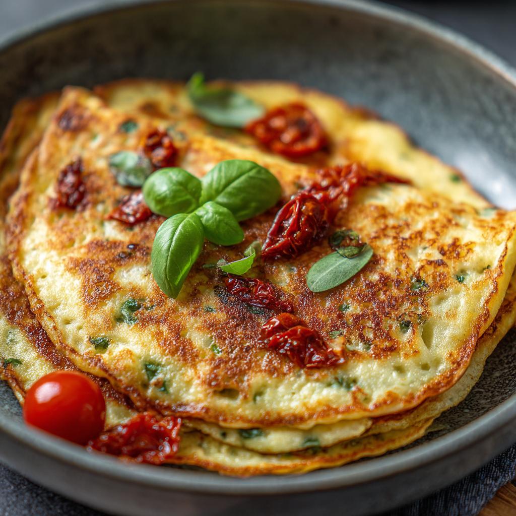 Pannenkoeken met Zongedroogde Tomaten en Basilicum zijn onweerstaanbaar!