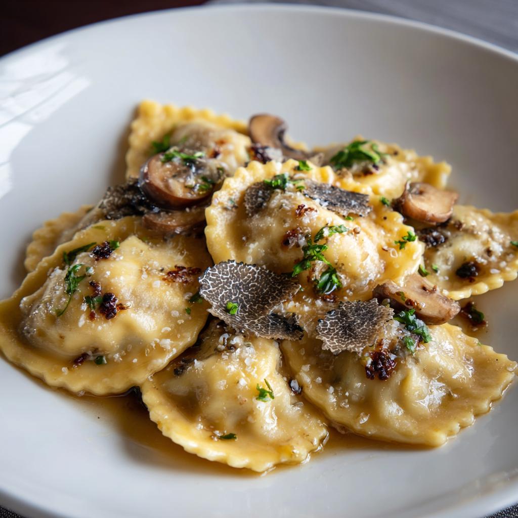 Ravioli met Ricotta, Champignons en Truffelolie - detail 1