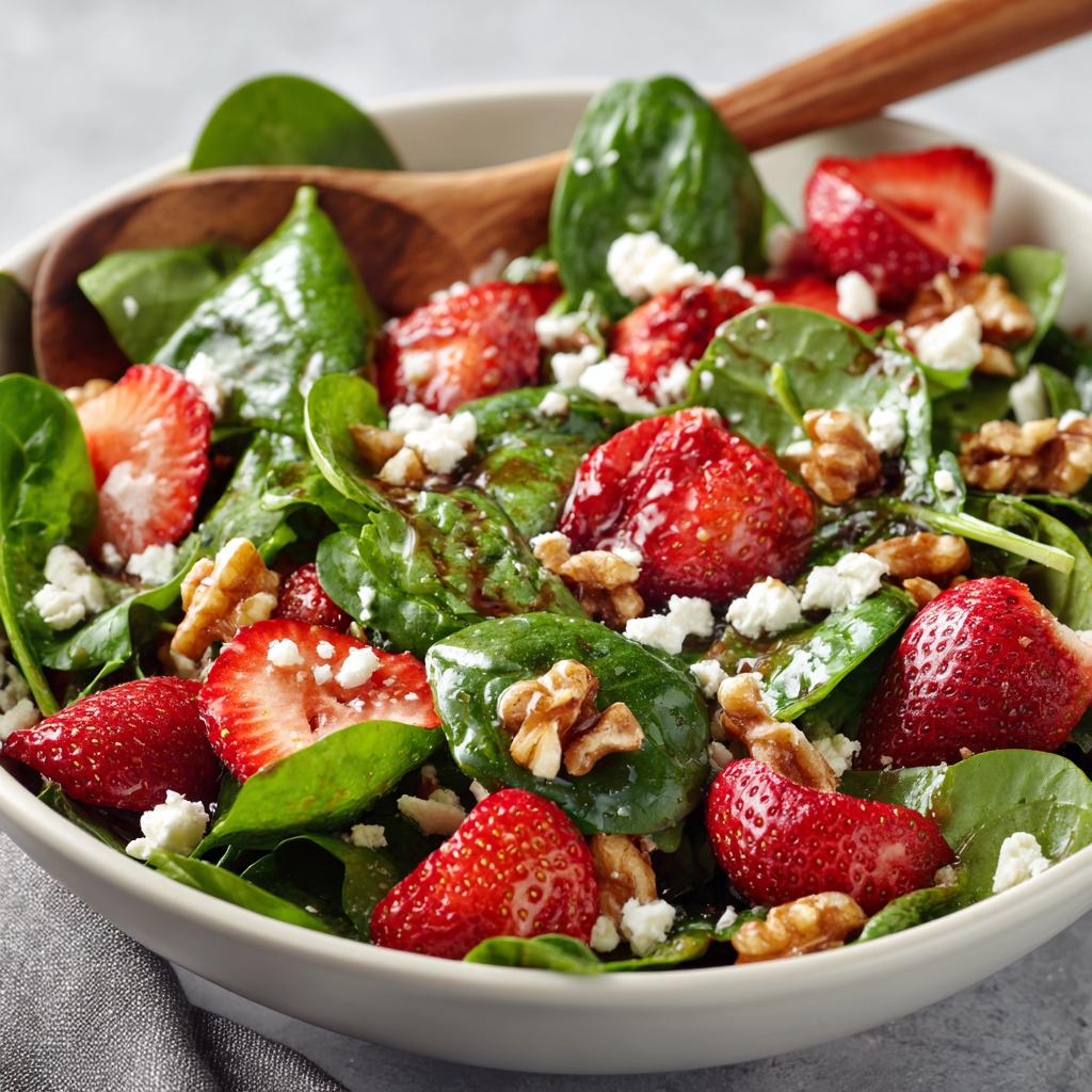 Spinazie Aardbeien en Walnoot Salade - detail 1