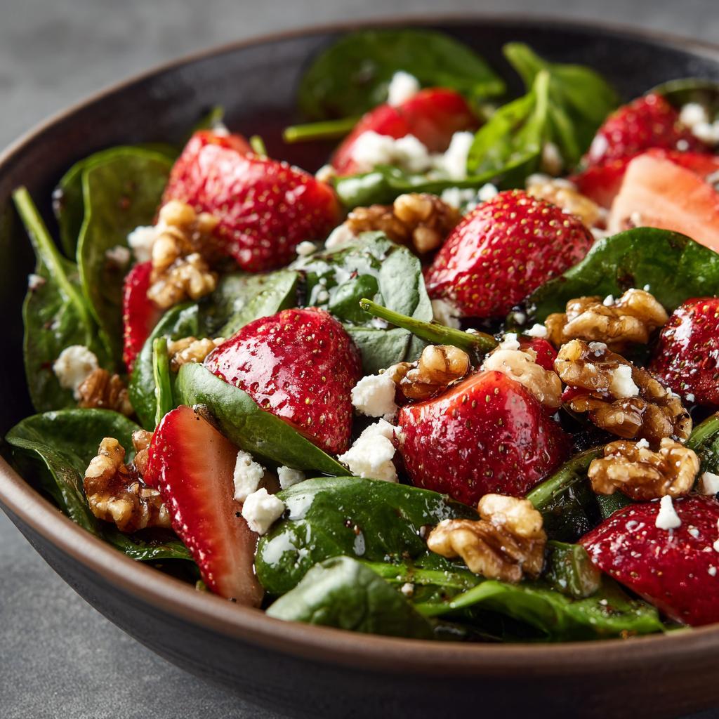Spinazie Aardbeien en Walnoot Salade
