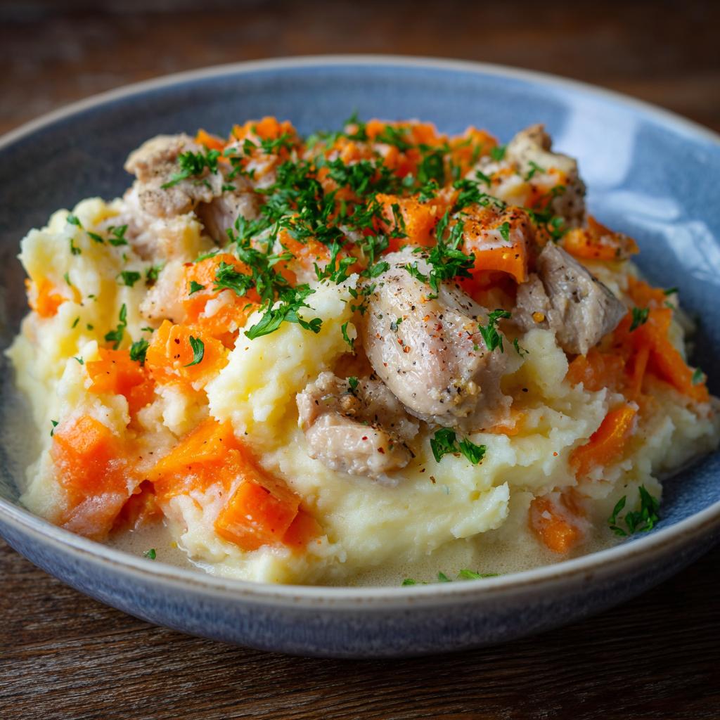 Stamppot met Wortelen, Pastinaak en Kip