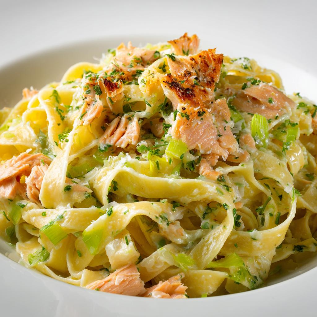 Tagliatelle met Zalm en Prei - detail 1
