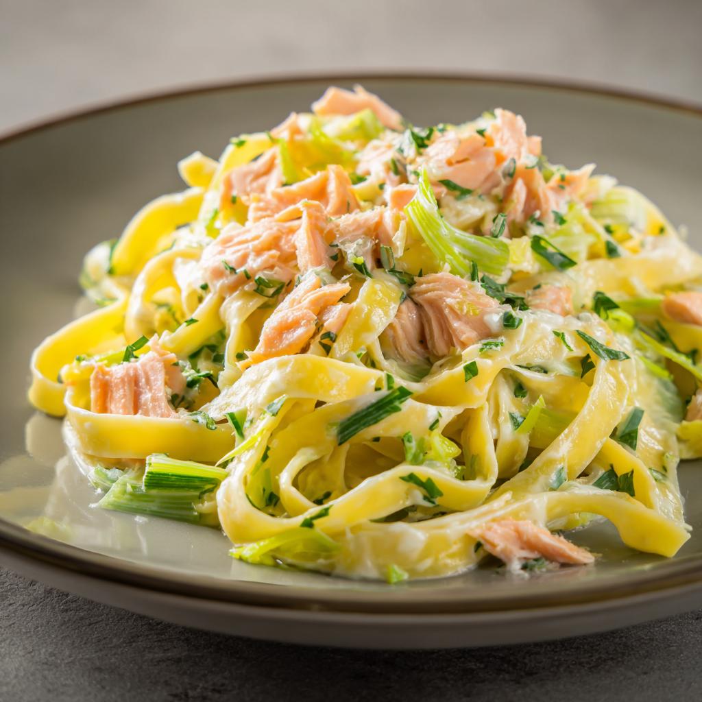 Tagliatelle met Zalm en Prei