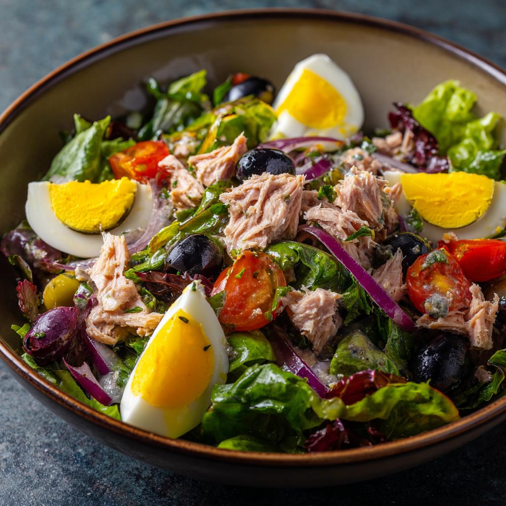 Tonijnsalade met Eieren en Olijven