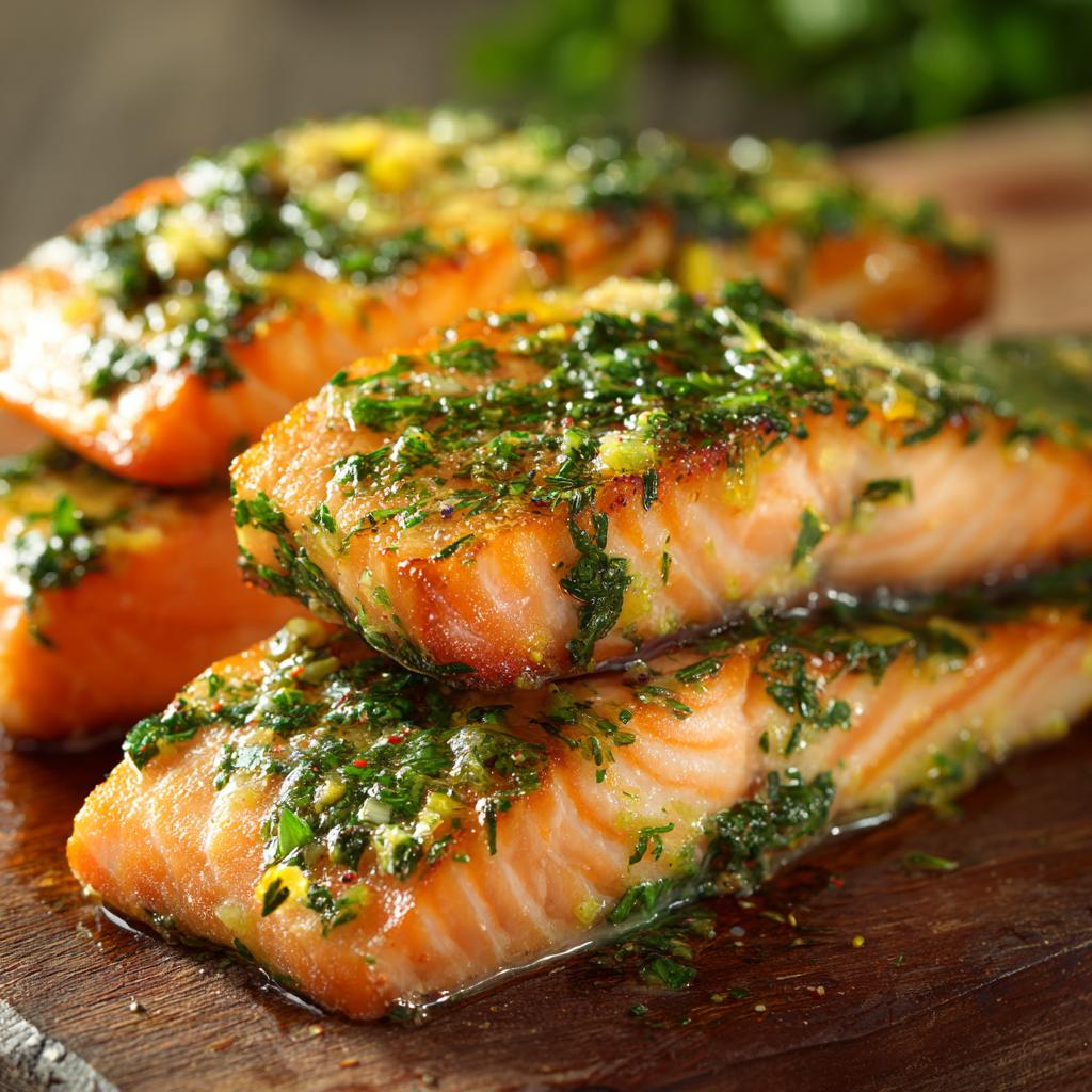 Zalm in Knoflook-kruidenolie - detail 1