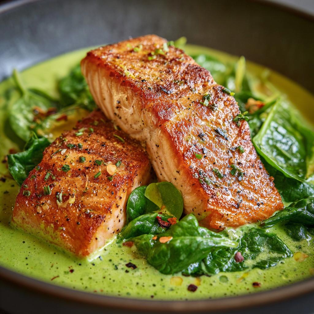 Zalm in Romige Avocadosaus met Spinazie: Gezond Genieten!