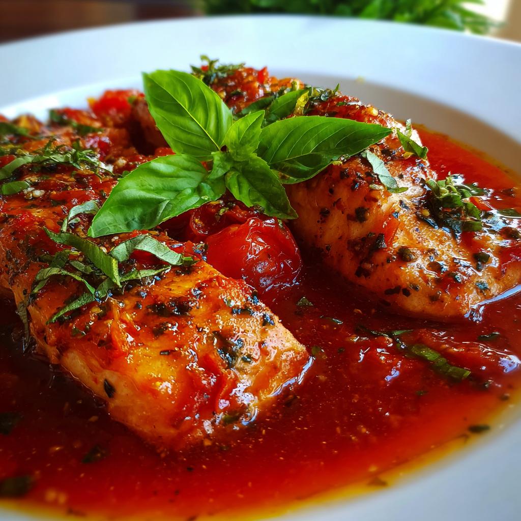 Zalm in Tomatensaus met Basilicum - detail 1