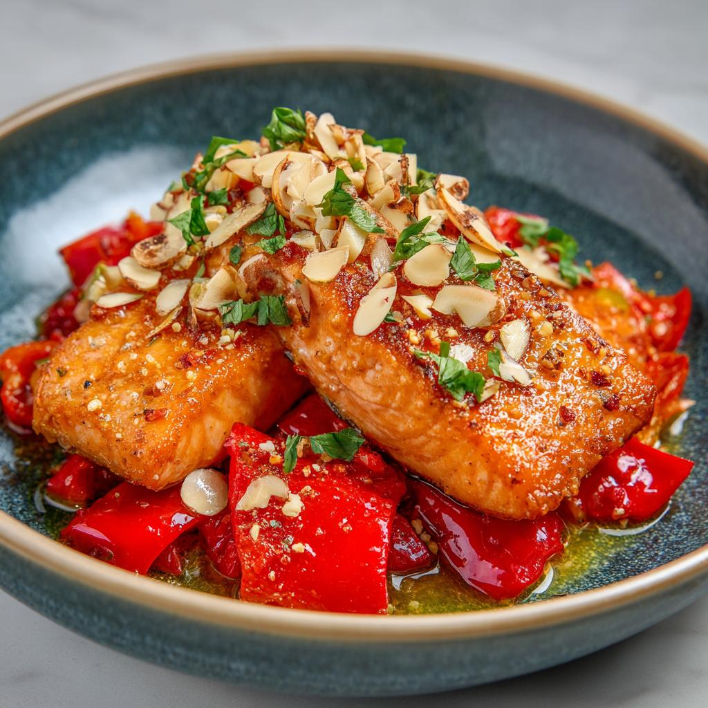 Zalm met Geroosterde Peper en Amandelen - detail 1