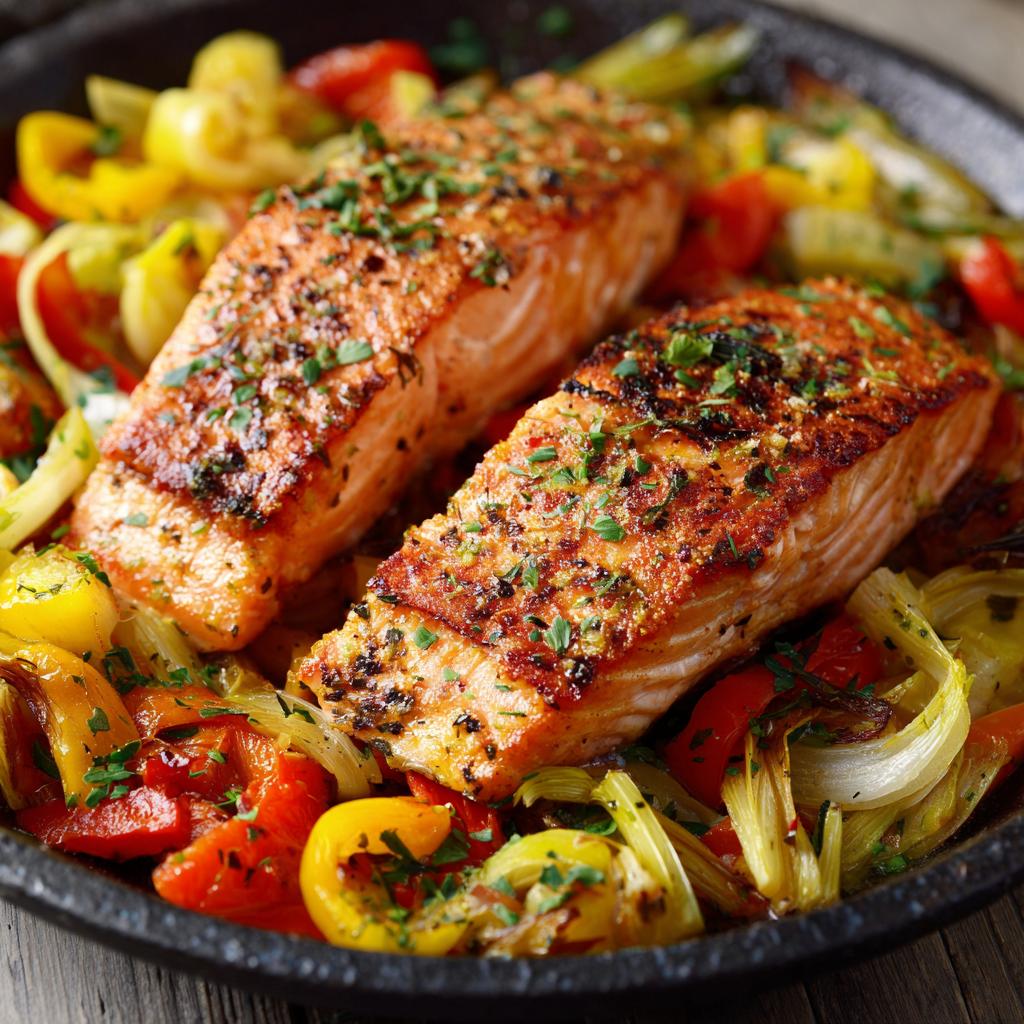 Zalm met Geroosterde Prei en Paprika: Een Gezond Genot! - detail 1