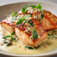 Zalm met Groene Peper-roomsaus