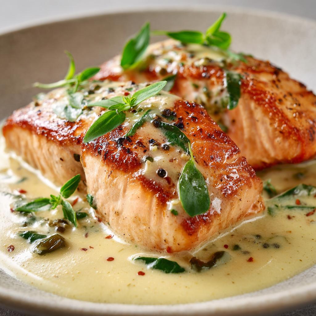 Zalm met Groene Peper-roomsaus