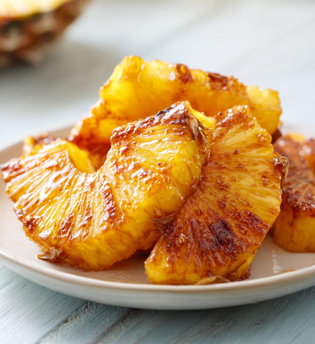 air fryer caramelized pineapple - detail 1
