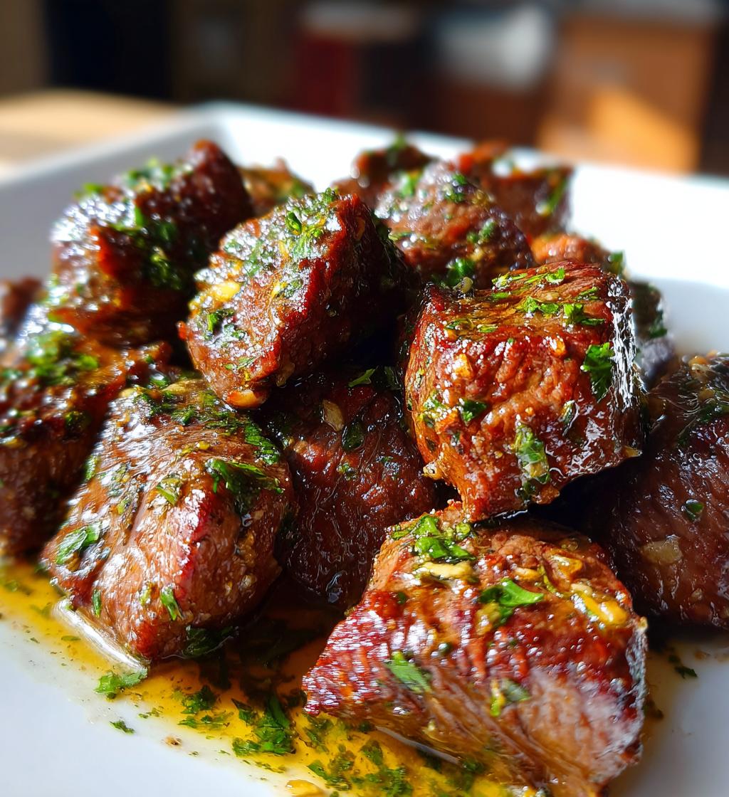 air fryer garlic butter steak bites - detail 1