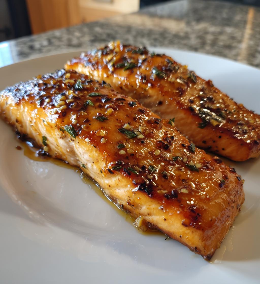 air fryer honey garlic salmon - detail 1