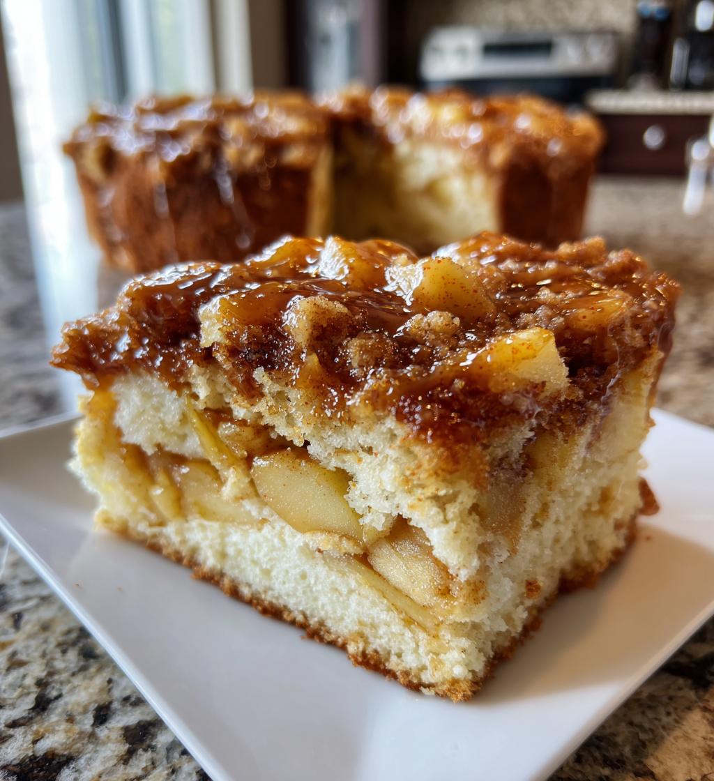 apple coffee cake with apple cider glaze