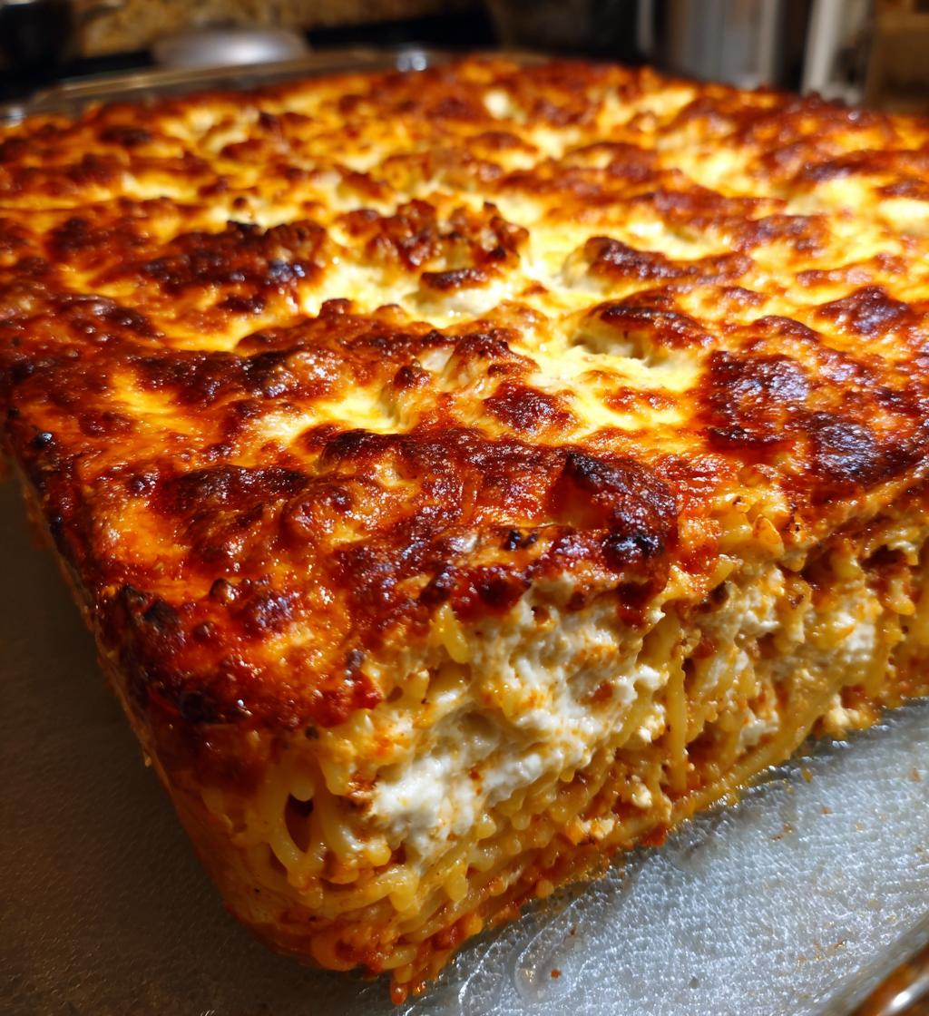 baked cream cheese spaghetti casserole