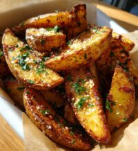 baked garlic parmesan potato wedges