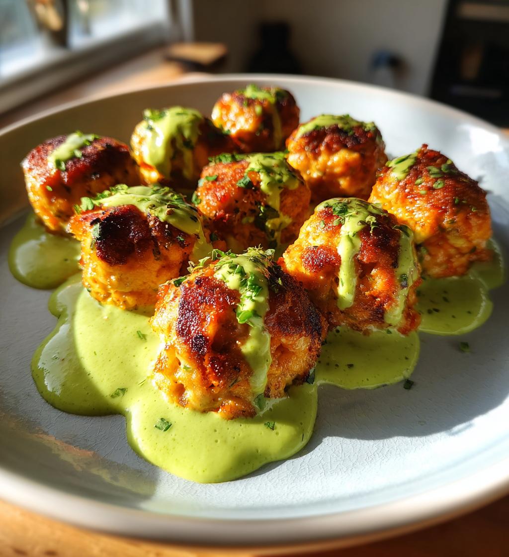 baked salmon meatballs with a tangy avocado sauce recipe