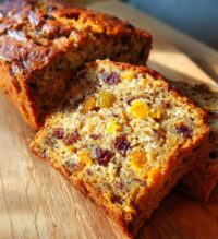 banana bread with wholemeal flour and dried fruit