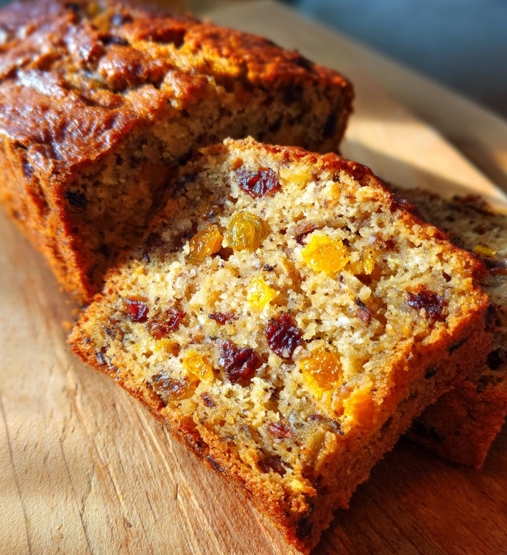 banana bread with wholemeal flour and dried fruit