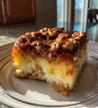 butter pecan praline poke cake