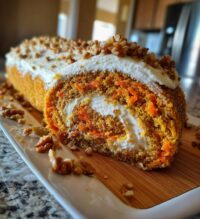 carrot cake roll with cream cheese frosting filling