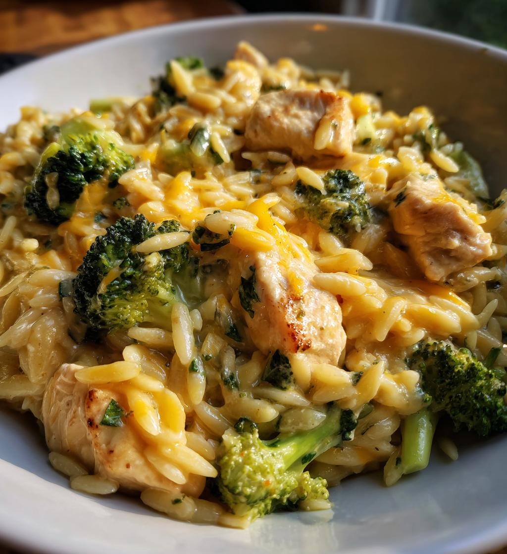 cheesy chicken broccoli orzo recipe - detail 1